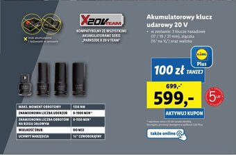 Lidl PARKSIDE Akumulatorowy klucz udarowy 20 V oferta