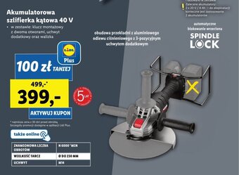 Lidl PARKSIDE Akumulatorowa szlifierka kątowa 40 V oferta