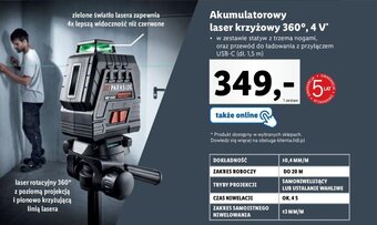 Lidl PARKSIDE Akumulatorowy laser krzyżowy 360°, 4 V oferta