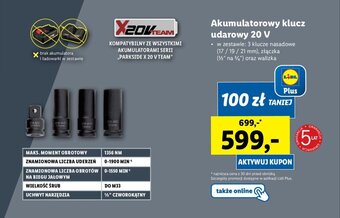 Lidl PARKSIDE Akumulatorowy klucz udarowy 20 V oferta