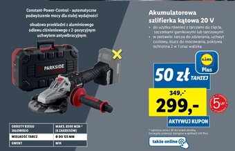 Lidl PARKSIDE Akumulatorowa szlifierka kątowa 20 V oferta