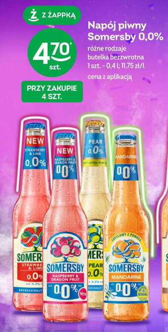 Żabka Napój piwny Somersby 0,0% 0,4 l oferta
