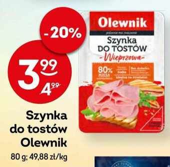 Żabka Szynka do tostów Olewnik 80 g oferta