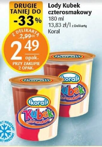 Delikatesy Centrum Lody Kubek czterosmakowy 180ml oferta