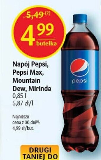 Delikatesy Centrum Napój Pepsi, Pepsi Max, Mountain Dew, Mirinda 0,85l oferta