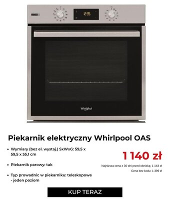 RTV EURO AGD Piekarnik elektryczny Whirlpool OAS oferta