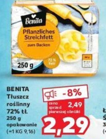 Kaufland BENITA Tłuszcz roślinny 72% tł. 250 g oferta