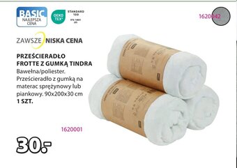 JYSK PRZEŚCIERADŁO FROTTE Z GUMKĄ TINDRA oferta
