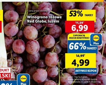 Lidl Winogrono różowe Red Globe, luzem 1 kg oferta