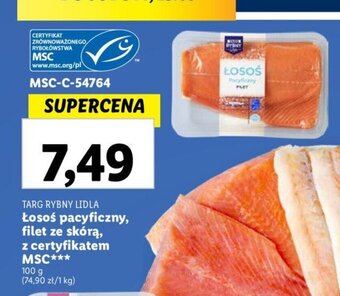Lidl Łosoś pacyficzny, filet ze skórą, z certyfikatem MSC*** oferta