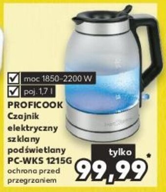 Kaufland PROFICOOK Czajnik elektryczny szklany podświetlany PC-WKS 1215G oferta