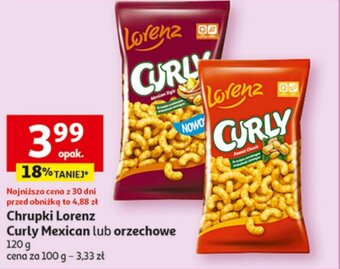 Auchan Chrupki Lorenz Curly Mexican lub orzechowe 120 g oferta
