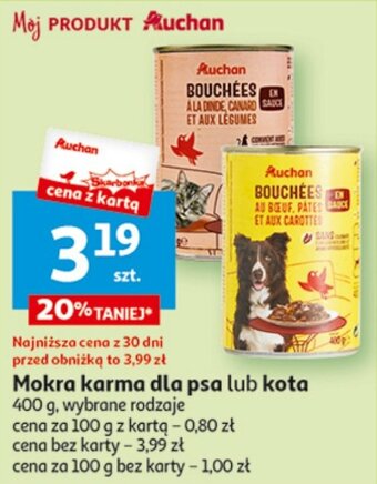 Auchan Auchan Mokra karma dla psa lub kota 400 g oferta