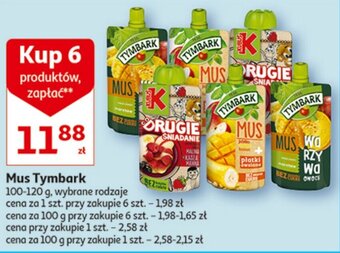 Auchan Mus Tymbark 6 x 100-120 g oferta