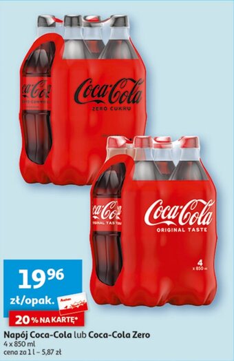 Auchan Napój Coca-Cola lub Coca-Cola Zero 4 x 850 ml oferta