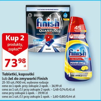Auchan Tabletki, kapsułki lub żel do zmywarki Finish 2 x 25-50 szt. / 900 ml oferta