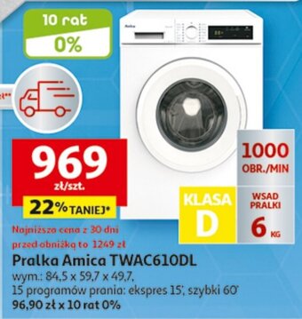 Auchan Pralka Amica TWAC610DL oferta