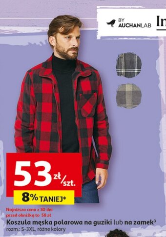 Auchan Koszula męska polarowa na guziki lub na zamek oferta