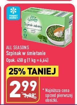 ALDI Szpinak siekany w śmietanie oferta