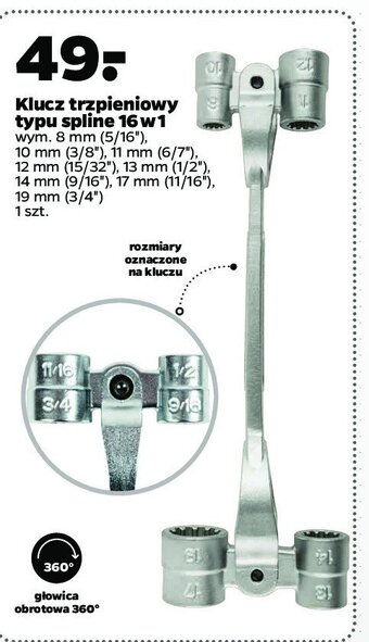 Netto Klucz płasko-oczkowy spline 19 mm oferta