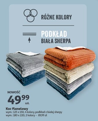 Auchan Koc flanelowy 180 x 220 cm oferta
