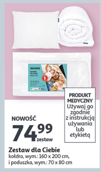 Auchan Zestaw dla ciebie: kołdra 160 x 200 cm + poduszka 70 x 80 cm oferta