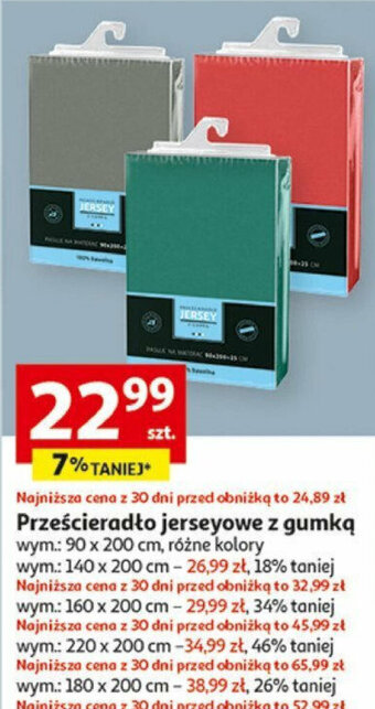 Auchan Prześcieradło jerseyowe z gumką 90x200cm oferta