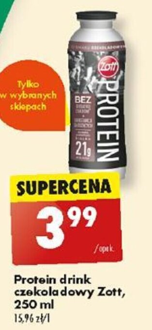 Biedronka Protein drink czekoladowy Zott, 250ml oferta