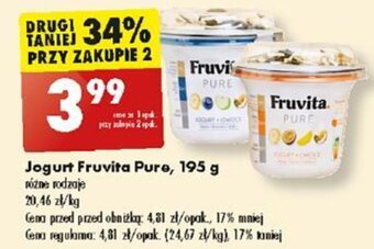 Biedronka Jogurt Fruvita Pure, 195 g oferta