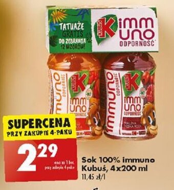 Biedronka Sok 100% immuno Kubuś, 4x200ml oferta