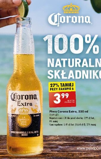 Biedronka Piwo Corona Extra, 330 ml oferta
