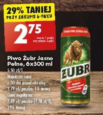 Biedronka Piwo Żubr Jasne Pełne 500 ml oferta