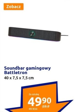 Action Soundbar gamingowy Battletron 40 x 7,5 x 7,5cm oferta