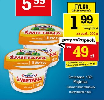Gram Market Śmietana 18% Piątnica 200 g oferta