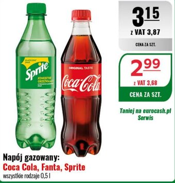 Eurocash Napój gazowany: Coca Cola, Fanta, Sprite 0,5 l oferta
