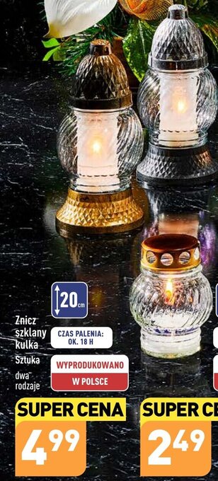 ALDI Znicz szklany kulka oferta