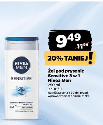 Netto Żel pod prysznic sensitive 3 w 1 nivea men oferta