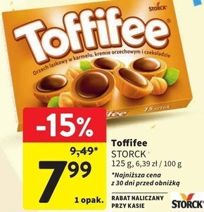 Intermarche Toffifee orzech laskowy w karmelu kremie orzechowym i czekoladzie 125 g (15 sztuk) oferta