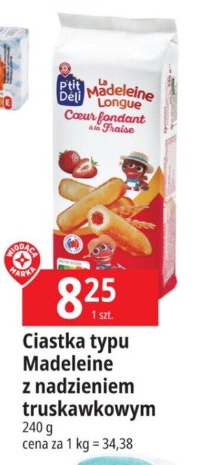 E.Leclerc Ciastka typu Madeleine z nadzieniem truskawkowym 240 g oferta