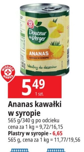 E.Leclerc Ananas kawałki w syropie 565/340 g oferta