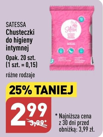 ALDI SATESSA Chusteczki do higieny intymnej Opak. 20 szt. oferta