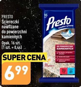 ALDI PRESTO Ściereczki nawilżane do powierzchni kamiennych Opak. 16 szt oferta
