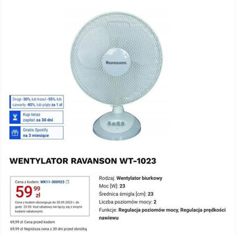 Media Expert WENTYLATOR RAVANSON WT-1023 oferta