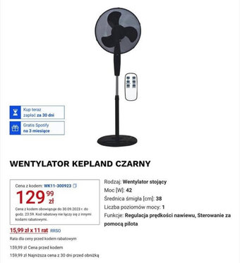 Media Expert WENTYLATOR KEPLAND CZARNY oferta