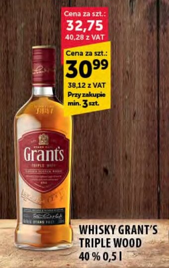 Eurocash WHISKY GRANT'S TRIPLE WOOD 40 % 0,5 l oferta