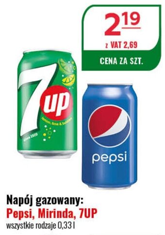 Eurocash Napój gazowany Pepsi Mirinda 7UP 0,33l oferta