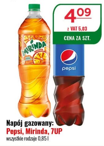 Eurocash Napój gazowany Pepsi Mirinda, 7UP 0,85l oferta