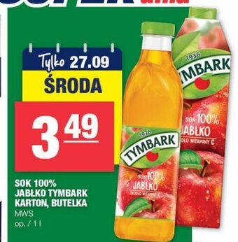 Spar SOK 100% JABŁKO TYMBARK MWS 1l oferta
