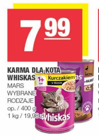 Spar KARMA DLA KOTA WHISKAS MARS 400g oferta
