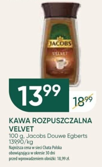 Chata Polska KAWA ROZPUSZCZALNA VELVET Jacobs 100 g oferta